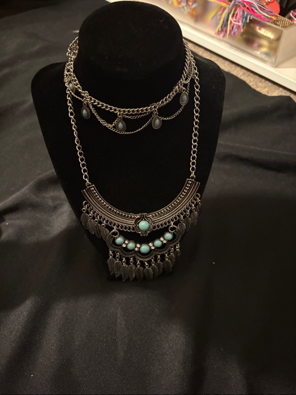 Bohemian Turquoise Statement Necklace & Bracelet Set